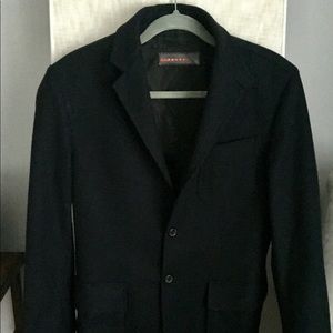 PRADA Mens Navy Wool Twill Two-Button Sports Coat
